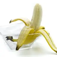 Banana in glass bowl